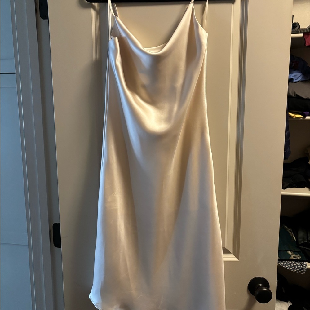 Elegant Cream Satin Slip Dress